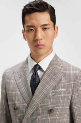 Patterned tie in Italian-made silk jacquard, Dark Blue