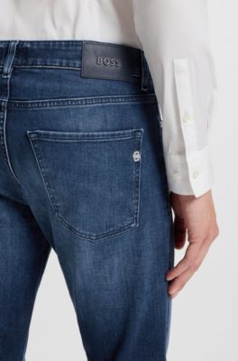 Delaware blue slim-fit jeans in comfort-stretch denim, Dark Blue