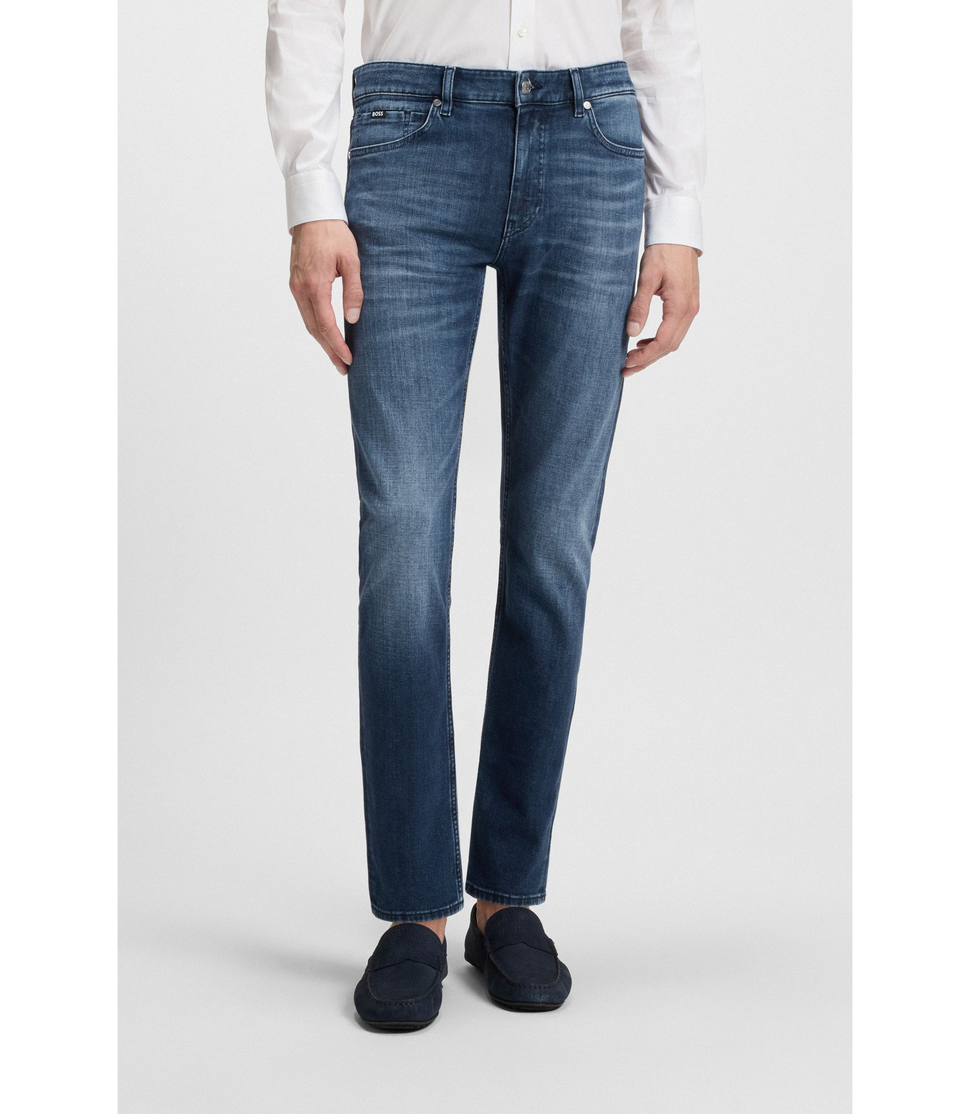 BOSS - Delaware blue slim-fit jeans in comfort-stretch denim