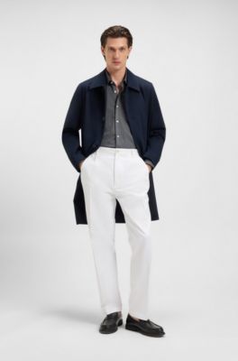 Camisa slim fit en tejido jacquard de algod&oacute;n, Gris