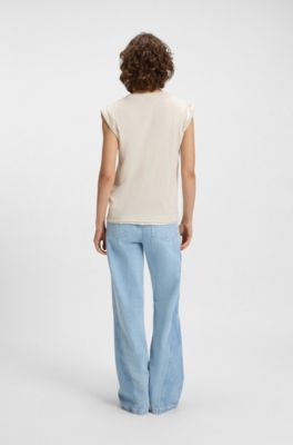 Crystal-logo top in cotton jersey, White