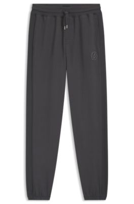 Cotton-terry tracksuit bottoms with Double B monogram, Dark Grey