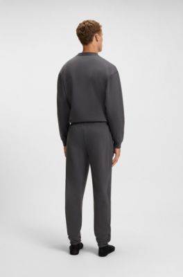 Cotton-terry tracksuit bottoms with Double B monogram, Dark Grey