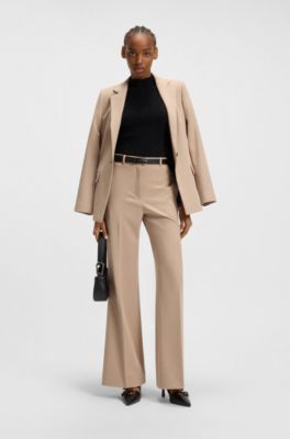 Regular-fit trousers with wide leg, Light Brown