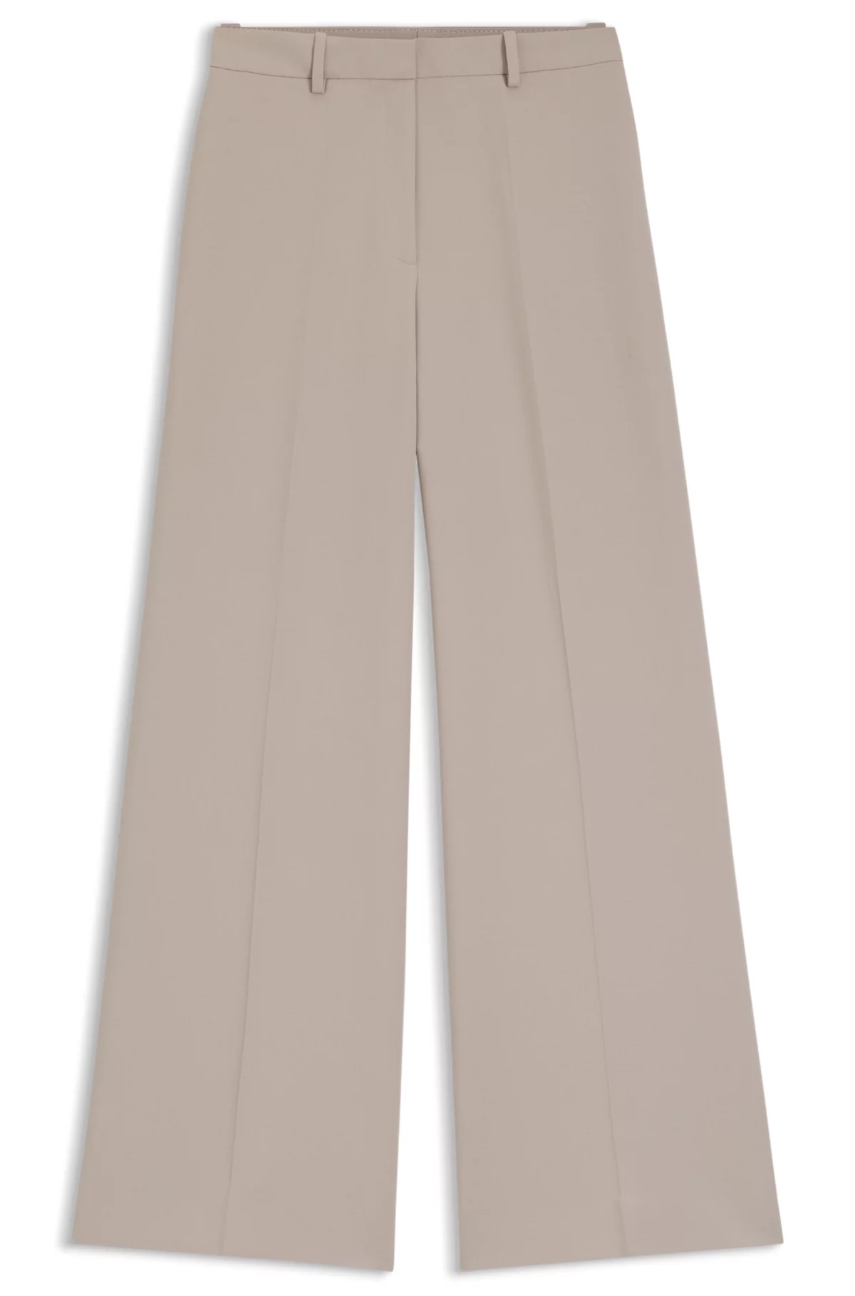 Pantalones regular fit de pernera ancha, Beige claro