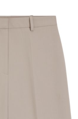 Pantalones regular fit de pernera ancha, Beige claro