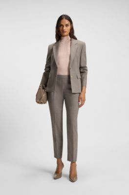 Patterned regular-fit trousers in a wool blend, Grey