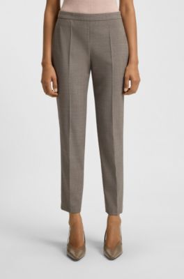 Patterned regular-fit trousers in a wool blend, Grey
