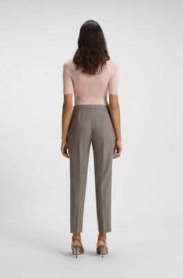Patterned regular-fit trousers in a wool blend, Grey