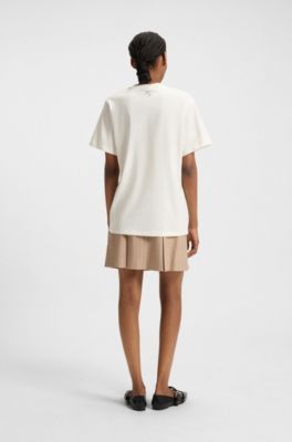 Camiseta de punto de algod&oacute;n con estampado gr&aacute;fico parisino, Blanco