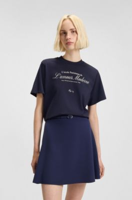 Parisian-artwork T-shirt in cotton jersey, Dark Blue