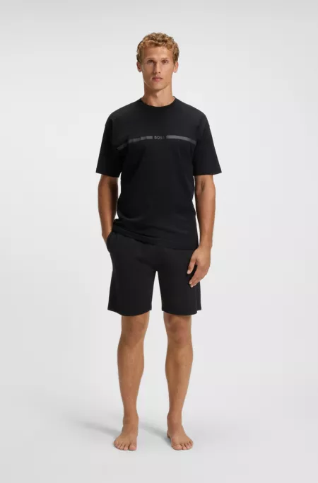 Cotton-terry shorts with logo and stripe