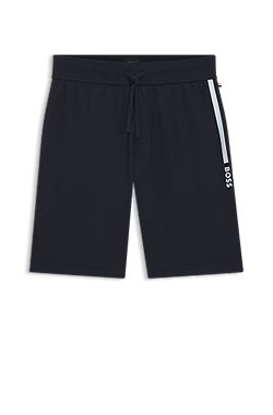 Shorts de felpa de rizo de algodón con estampado de raya con logo