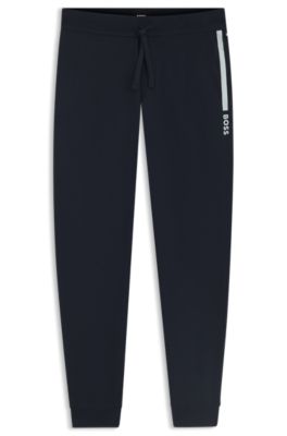 Logo-print tracksuit bottoms in cotton terry, Dark Blue