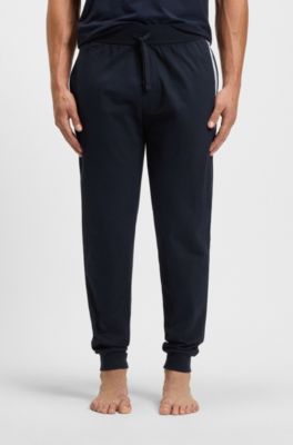 Logo-print tracksuit bottoms in cotton terry, Dark Blue