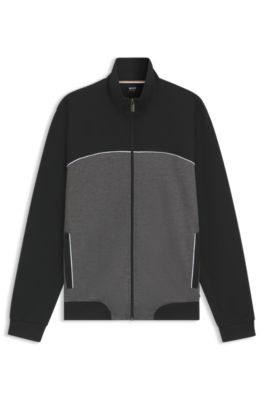 BOSS - Contrast-piping jacket in a cotton blend - Black