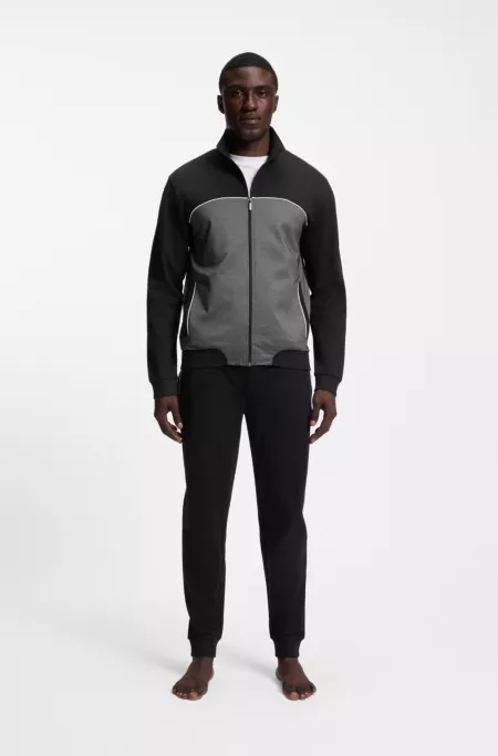 Contrast-piping jacket in a cotton blend