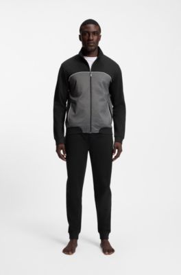 Contrast-piping jacket in a cotton blend, Black