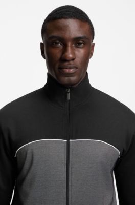 Contrast-piping jacket in a cotton blend, Black