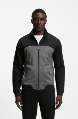Contrast-piping jacket in a cotton blend, Black