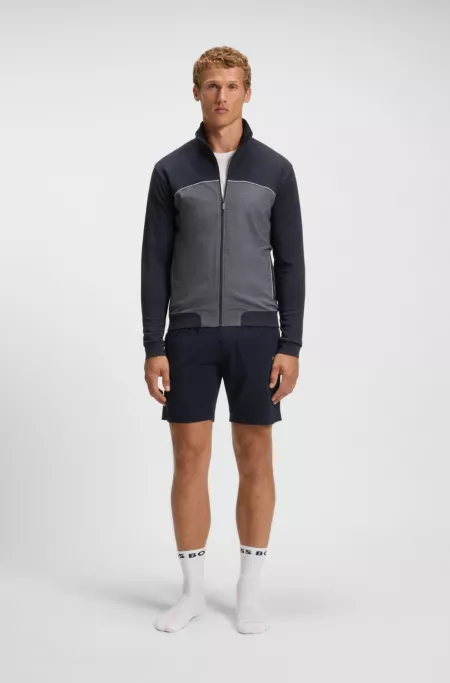 Contrast-piping jacket in a cotton blend