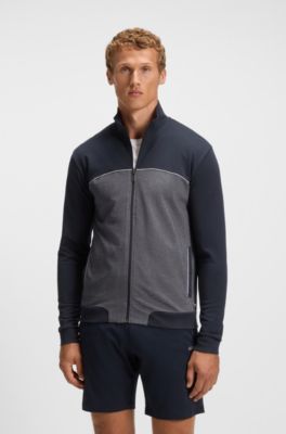 Chaqueta de algod&oacute;n con ribetes en contraste, Azul oscuro