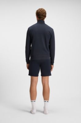 Contrast-piping jacket in a cotton blend, Dark Blue