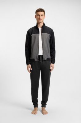 Pocket-detail tracksuit bottoms in a cotton blend, Black