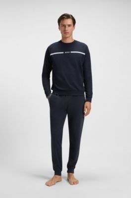 Pocket-detail tracksuit bottoms in a cotton blend, Dark Blue