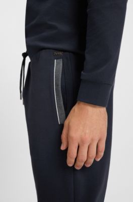 Pocket-detail tracksuit bottoms in a cotton blend, Dark Blue