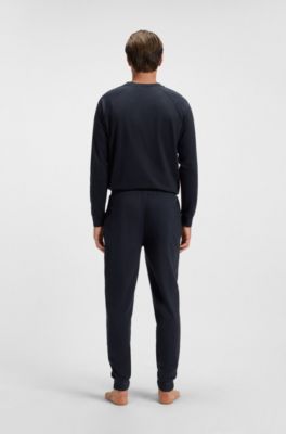 Pocket-detail tracksuit bottoms in a cotton blend, Dark Blue