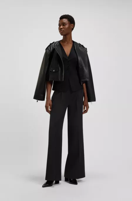 Wide-leg trousers in stretch fabric