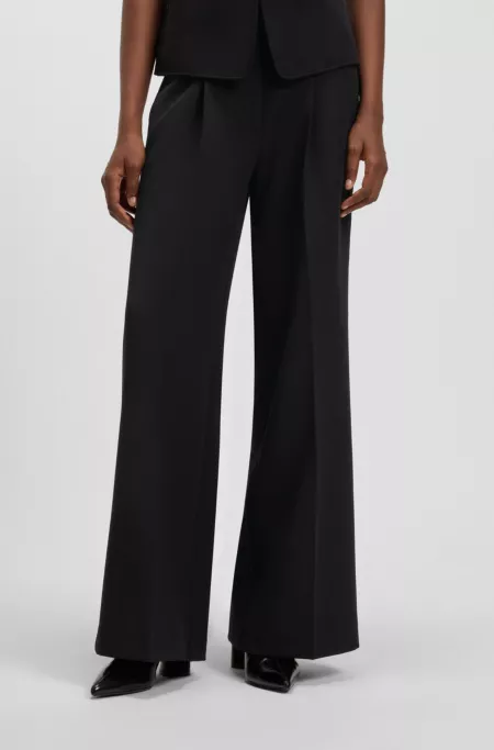 Wide-leg trousers in stretch fabric