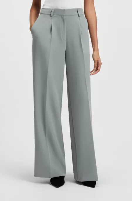 Wide-leg trousers in stretch fabric
