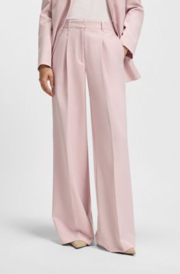 Wide-leg trousers in stretch fabric, Pink