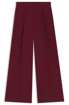 Pantalon Wide en tissu stretch, Rouge sombre