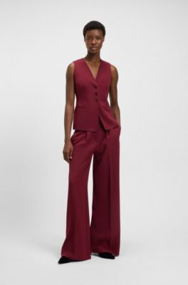 Pantalon Wide en tissu stretch, Rouge sombre
