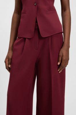Pantalon Wide en tissu stretch, Rouge sombre