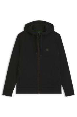 Cotton-blend zip-up hoodie with Double B monogram, Black