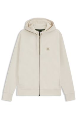 Cotton-blend zip-up hoodie with Double B monogram, White