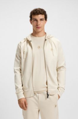 Sudadera con capucha relaxed fit de algod&oacute;n con monograma Double B, Blanco