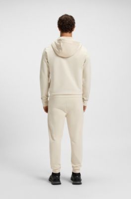 Cotton-blend zip-up hoodie with Double B monogram, White