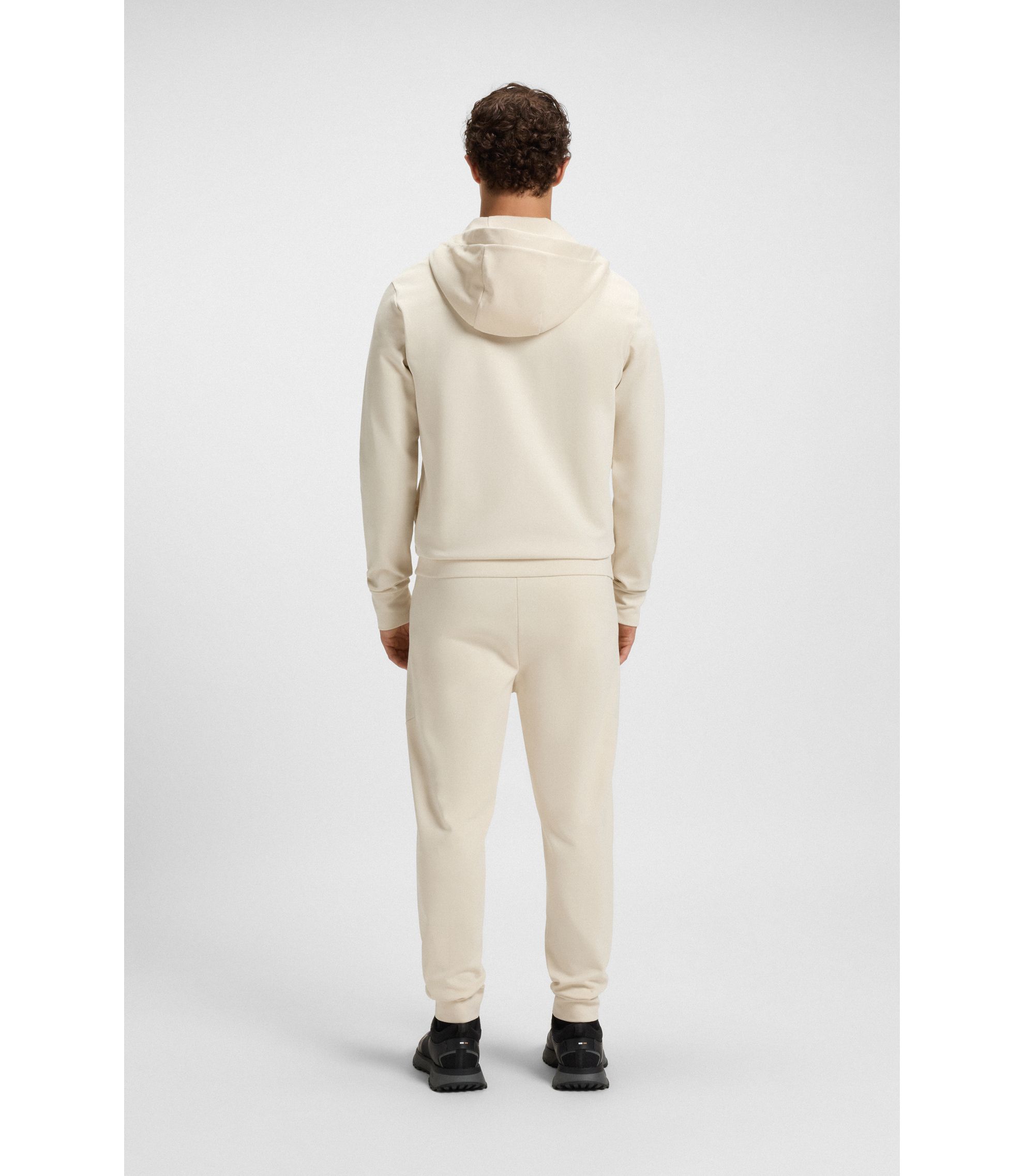 BOSS - Cotton-blend zip-up hoodie with Double B monogram - White