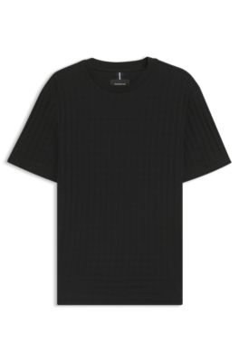 Porsche x BOSS mercerised-cotton houndstooth T-shirt, Black