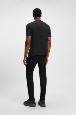 Camiseta Porsche x BOSS en algod&oacute;n mercerizado con estampado de pata de gallo, Negro