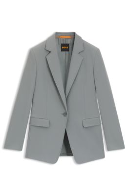 Fitted blazer in stretch fabric, Turquoise