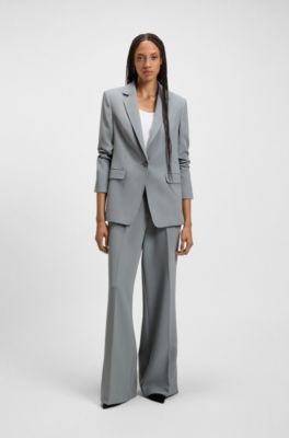 Fitted blazer in stretch fabric, Turquoise