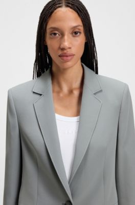 Fitted blazer in stretch fabric, Turquoise
