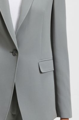 Fitted blazer in stretch fabric, Turquoise