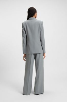 Fitted blazer in stretch fabric, Turquoise